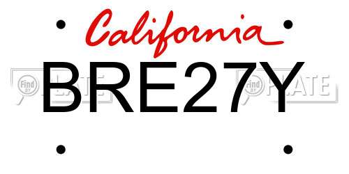 BRE27Y California License Plate