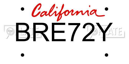 BRE72Y California License Plate