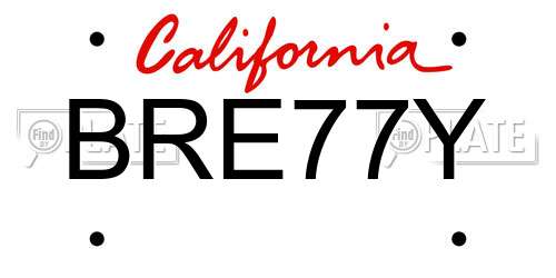 BRE77Y California License Plate