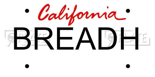 BREADH California License Plate