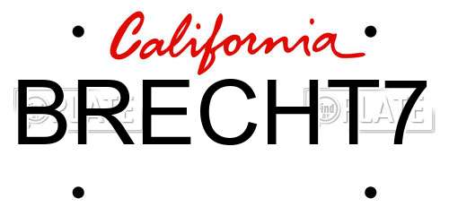 BRECHT7 California License Plate