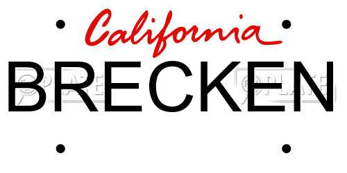 BRECKEN California License Plate