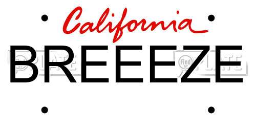 BREEEZE California License Plate