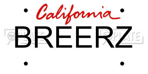 BREERZ California License Plate