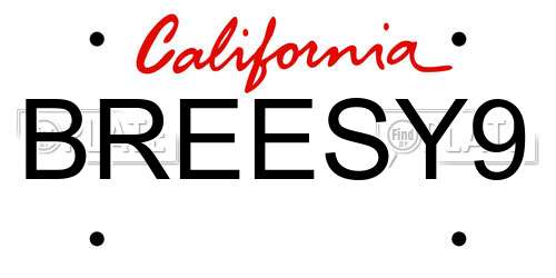 BREESY9 California License Plate