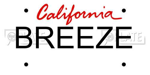 BREEZE California License Plate