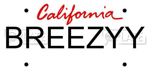 BREEZYY California License Plate