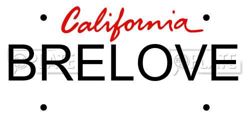 BRELOVE California License Plate