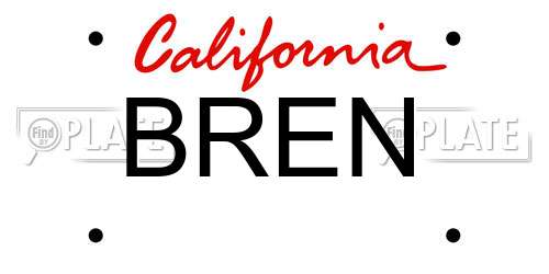 BREN California License Plate