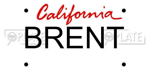 BRENT California License Plate