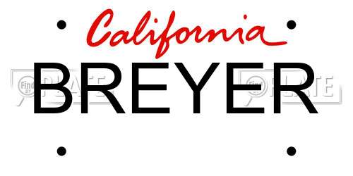 BREYER California License Plate