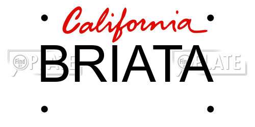 BRIATA California License Plate