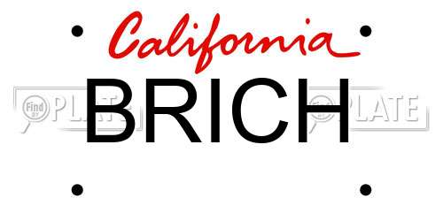 BRICH California License Plate