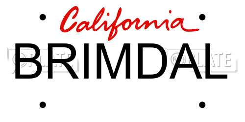 BRIMDAL California License Plate