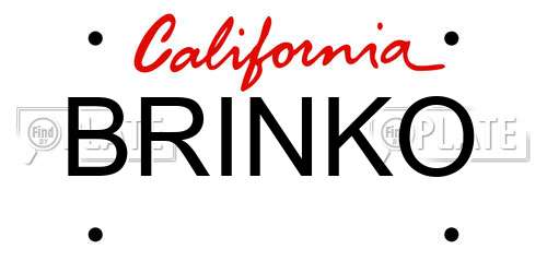 BRINKO California License Plate