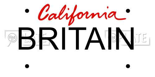 BRITAIN California License Plate