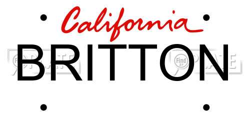BRITTON California License Plate
