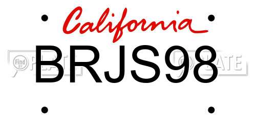 BRJS98 California License Plate