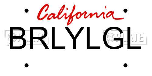 BRLYLGL California License Plate