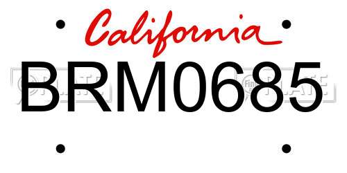BRM0685 California License Plate