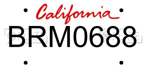 BRM0688 California License Plate