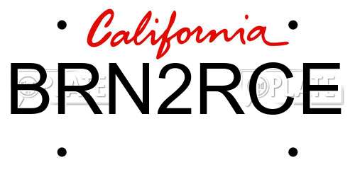 BRN2RCE California License Plate