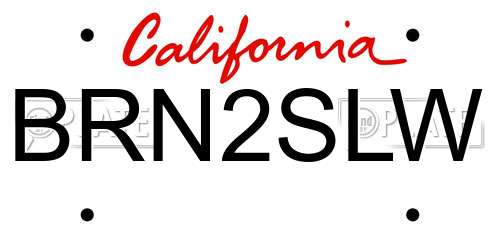 BRN2SLW California License Plate
