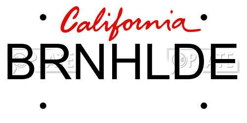 BRNHLDE California License Plate
