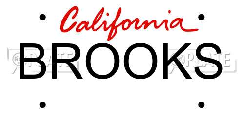 BROOKS California License Plate