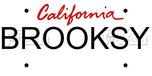 BROOKSY California License Plate