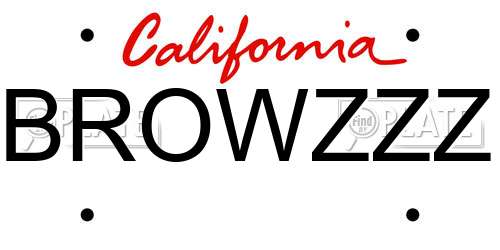 BROWZZZ California License Plate