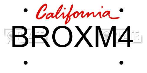 BROXM4 California License Plate