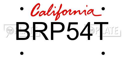 BRP54T California License Plate