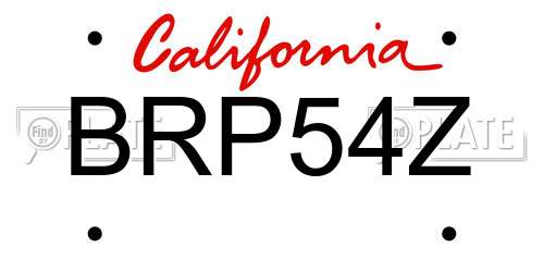 BRP54Z California License Plate