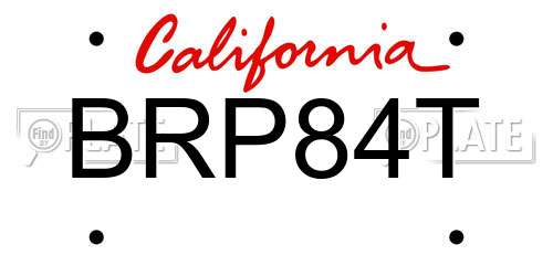 BRP84T California License Plate