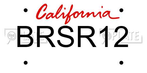 BRSR12 California License Plate