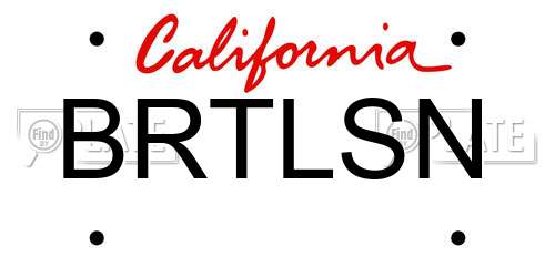 BRTLSN California License Plate