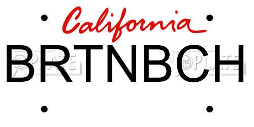 BRTNBCH California License Plate