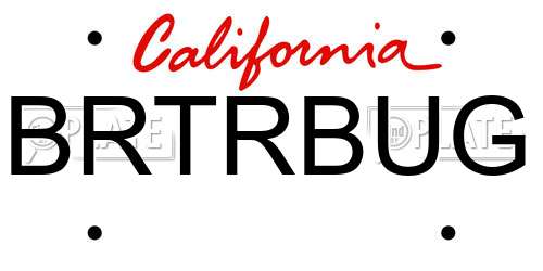 BRTRBUG California License Plate