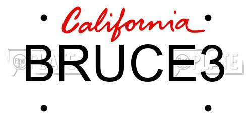 BRUCE3 California License Plate