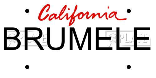 BRUMELE California License Plate