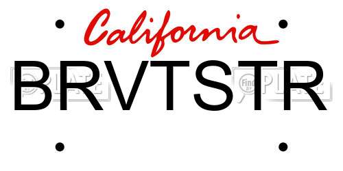 BRVTSTR California License Plate