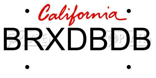BRXDBDB California License Plate