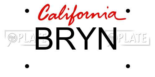 BRYN California License Plate