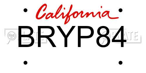 BRYP84 California License Plate