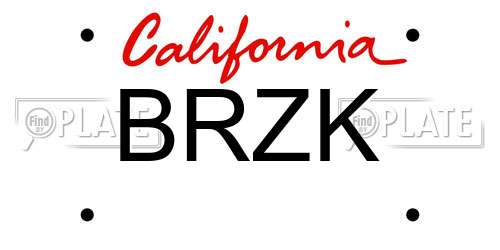 BRZK California License Plate