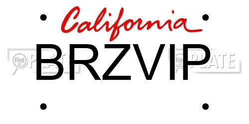 BRZVIP California License Plate