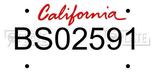 BS02591 California License Plate
