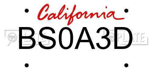 BS0A3D California License Plate