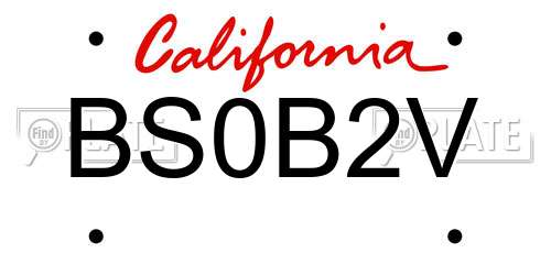 BS0B2V California License Plate